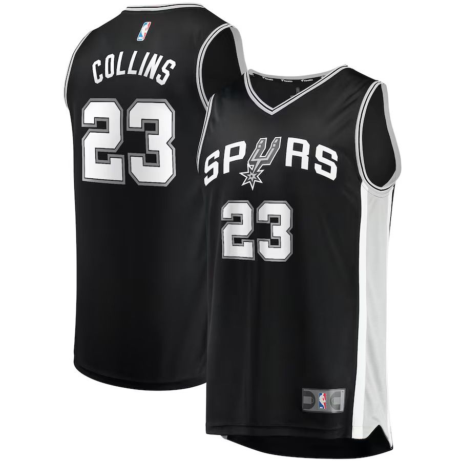 Men San Antonio Spurs 23 Zach Collins Fanatics Branded Black Fast Break Replica NBA Jersey